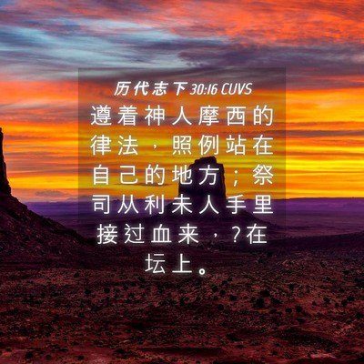 Picture 04 - 历 代 志 下 30:16 CUVS - 遵 着 神 人 摩 西 的 律 法 ， 照 例 - Bible Verse Picture