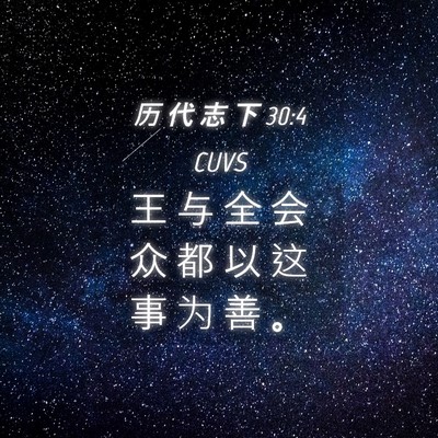 Picture 04 - 历 代 志 下 30:4 CUVS - 王 与 全 会 众 都 以 这 事 为 善 - Bible Verse Picture