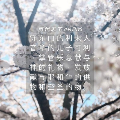 Picture 04 - 历 代 志 下 31:14 CUVS - 守 东 门 的 利 未 人 音 拿 的 儿 子 - Bible Verse Picture
