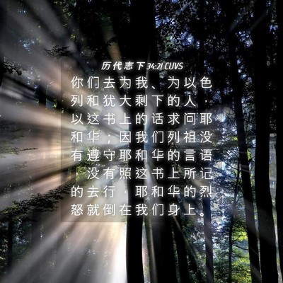 Picture 04 - 历 代 志 下 34:21 CUVS - 你 们 去 为 我 、 为 以 色 列 和 犹 - Bible Verse Picture