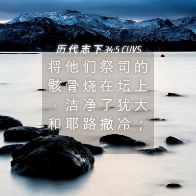 Picture 04 - 历 代 志 下 34:5 CUVS - 将 他 们 祭 司 的 骸 骨 烧 在 坛 上 - Bible Verse Picture