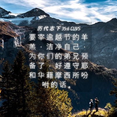 Picture 04 - 历 代 志 下 35:6 CUVS - 要 宰 逾 越 节 的 羊 羔 ， 洁 净 自 - Bible Verse Picture