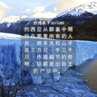Picture 04 - 历 代 志 下 35:7 CUVS - 约 西 亚 从 群 畜 中 赐 给 在 那 里 - Bible Verse Picture