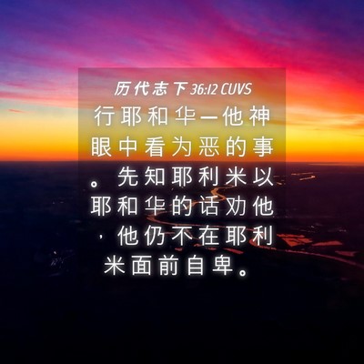 Picture 04 - 历 代 志 下 36:12 CUVS - 行 耶 和 华 ─ 他 神 眼 中 看 为 恶 - Bible Verse Picture