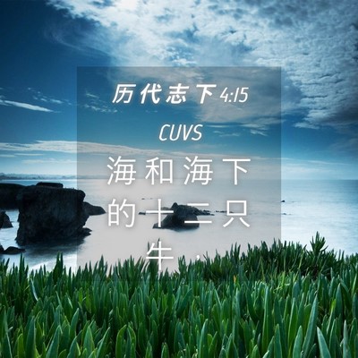 Picture 04 - 历 代 志 下 4:15 CUVS - 海 和 海 下 的 十 二 只 牛 - Bible Verse Picture