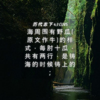 Picture 04 - 历 代 志 下 4:3 CUVS - 海 周 围 有 野 瓜 ( 原 文 作 牛 ) 的 - Bible Verse Picture