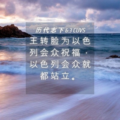 Picture 04 - 历 代 志 下 6:3 CUVS - 王 转 脸 为 以 色 列 会 众 祝 福 ， - Bible Verse Picture