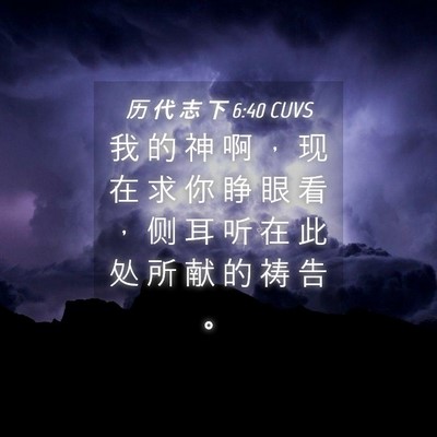 Picture 04 - 历 代 志 下 6:40 CUVS - 我 的 神 啊 ， 现 在 求 你 睁 眼 看 - Bible Verse Picture