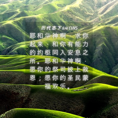 Picture 04 - 历 代 志 下 6:41 CUVS - 耶 和 华 神 啊 ， 求 你 起 来 ， 和 - Bible Verse Picture
