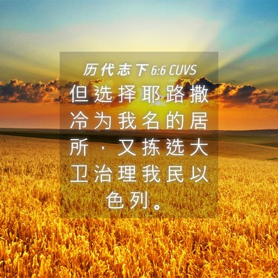 Picture 04 - 历 代 志 下 6:6 CUVS - 但 选 择 耶 路 撒 冷 为 我 名 的 居 - Bible Verse Picture