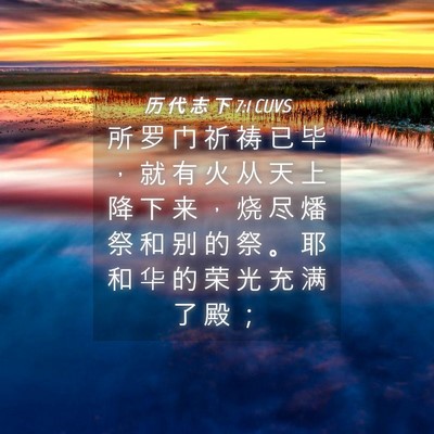 Picture 04 - 历 代 志 下 7:1 CUVS - 所 罗 门 祈 祷 已 毕 ， 就 有 火 从 - Bible Verse Picture