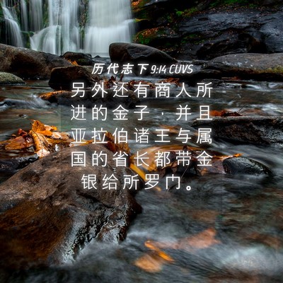 Picture 04 - 历 代 志 下 9:14 CUVS - 另 外 还 有 商 人 所 进 的 金 子 ， - Bible Verse Picture