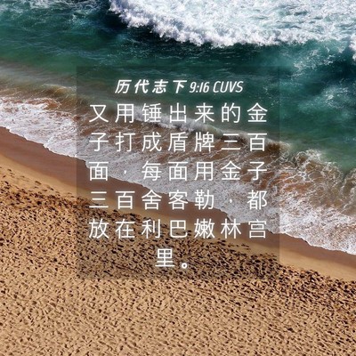 Picture 04 - 历 代 志 下 9:16 CUVS - 又 用 锤 出 来 的 金 子 打 成 盾 牌 - Bible Verse Picture