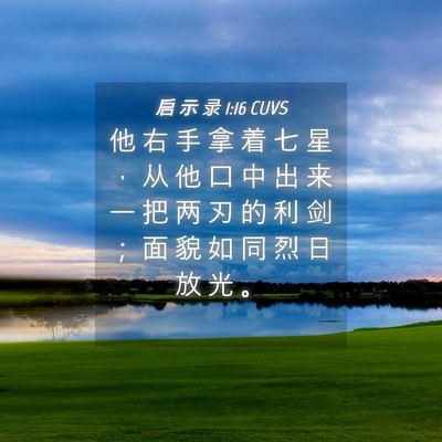 Picture 04 - 启 示 录 1:16 CUVS - 他 右 手 拿 着 七 星 ， 从 他 口 中 - Bible Verse Picture