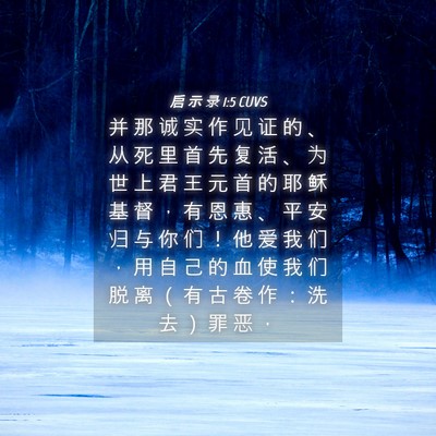 Picture 04 - 启 示 录 1:5 CUVS - 并 那 诚 实 作 见 证 的 、 从 死 里 - Bible Verse Picture