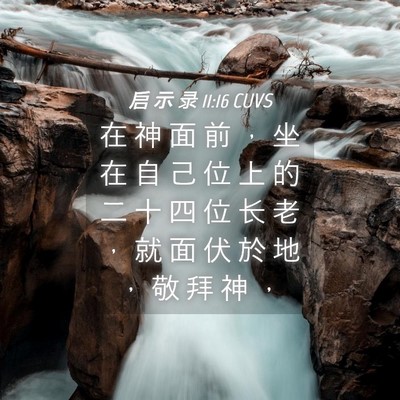 Picture 04 - 启 示 录 11:16 CUVS - 在 神 面 前 ， 坐 在 自 己 位 上 的 - Bible Verse Picture