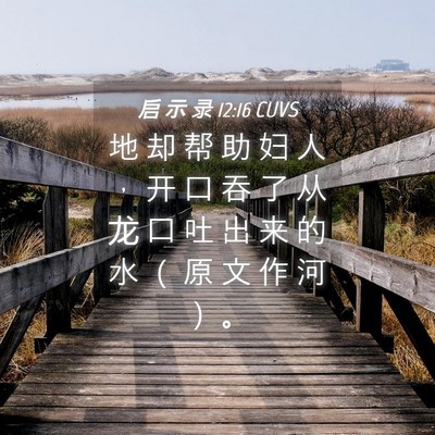 Picture 04 - 启 示 录 12:16 CUVS - 地 却 帮 助 妇 人 ， 开 口 吞 了 从 - Bible Verse Picture