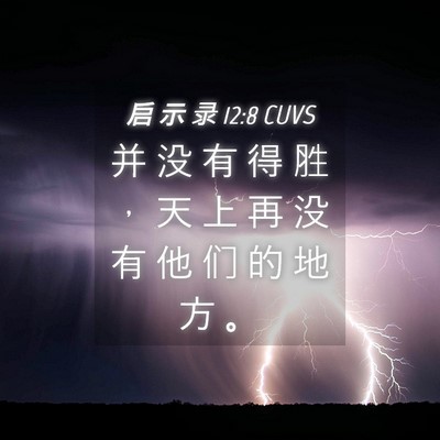 Picture 04 - 启 示 录 12:8 CUVS - 并 没 有 得 胜 ， 天 上 再 没 有 他 - Bible Verse Picture