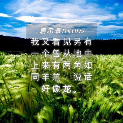 Picture 04 - 启 示 录 13:11 CUVS - 我 又 看 见 另 有 一 个 兽 从 地 中 - Bible Verse Picture