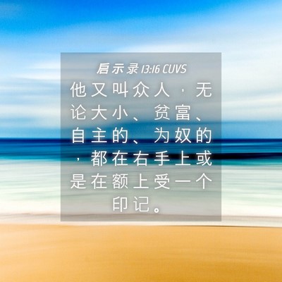 Picture 04 - 启 示 录 13:16 CUVS - 他 又 叫 众 人 ， 无 论 大 小 、 贫 - Bible Verse Picture