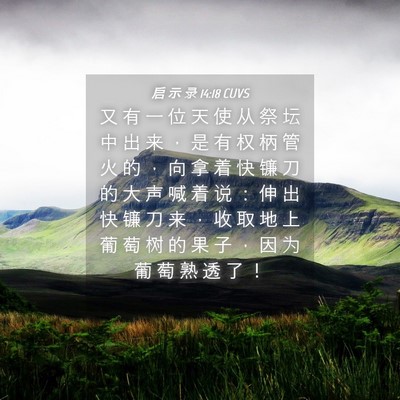 Picture 04 - 启 示 录 14:18 CUVS - 又 有 一 位 天 使 从 祭 坛 中 出 来 - Bible Verse Picture