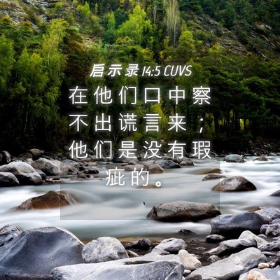 Picture 04 - 启 示 录 14:5 CUVS - 在 他 们 口 中 察 不 出 谎 言 来 ； - Bible Verse Picture