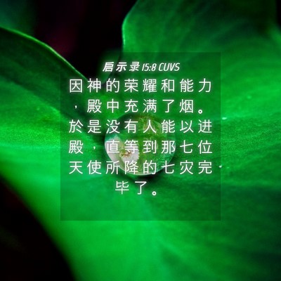 Picture 04 - 启 示 录 15:8 CUVS - 因 神 的 荣 耀 和 能 力 ， 殿 中 充 - Bible Verse Picture