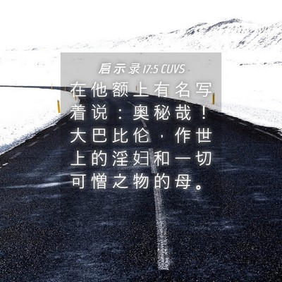 Picture 04 - 启 示 录 17:5 CUVS - 在 他 额 上 有 名 写 着 说 ： 奥 秘 - Bible Verse Picture