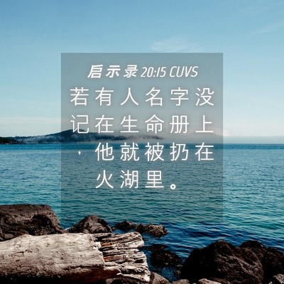 Picture 04 - 启 示 录 20:15 CUVS - 若 有 人 名 字 没 记 在 生 命 册 上 - Bible Verse Picture