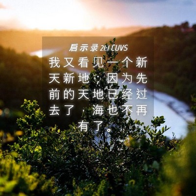 Picture 04 - 启 示 录 21:1 CUVS - 我 又 看 见 一 个 新 天 新 地 ； 因 - Bible Verse Picture
