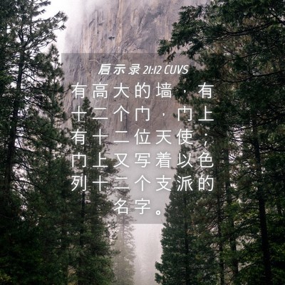 Picture 04 - 启 示 录 21:12 CUVS - 有 高 大 的 墙 ， 有 十 二 个 门 ， - Bible Verse Picture