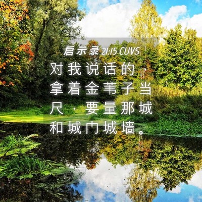 Picture 04 - 启 示 录 21:15 CUVS - 对 我 说 话 的 ， 拿 着 金 苇 子 当 - Bible Verse Picture