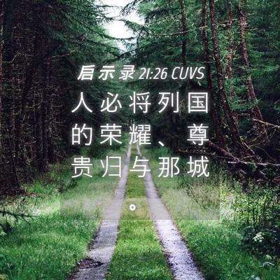 Picture 04 - 启 示 录 21:26 CUVS - 人 必 将 列 国 的 荣 耀 、 尊 贵 归 - Bible Verse Picture
