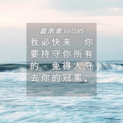Picture 04 - 启 示 录 3:11 CUVS - 我 必 快 来 ， 你 要 持 守 你 所 有 - Bible Verse Picture
