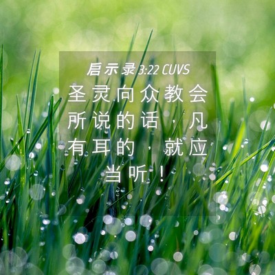 Picture 04 - 启 示 录 3:22 CUVS - 圣 灵 向 众 教 会 所 说 的 话 ， 凡 - Bible Verse Picture