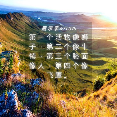 Picture 04 - 启 示 录 4:7 CUVS - 第 一 个 活 物 像 狮 子 ， 第 二 个 - Bible Verse Picture