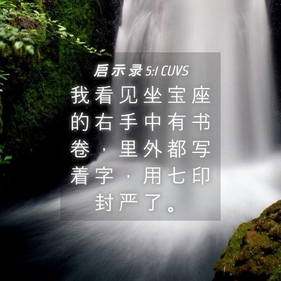 Picture 04 - 启 示 录 5:1 CUVS - 我 看 见 坐 宝 座 的 右 手 中 有 书 - Bible Verse Picture