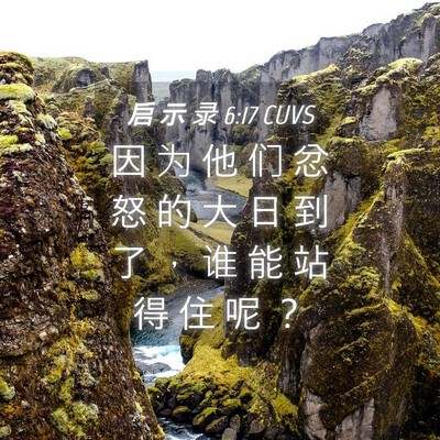Picture 04 - 启 示 录 6:17 CUVS - 因 为 他 们 忿 怒 的 大 日 到 了 ， - Bible Verse Picture