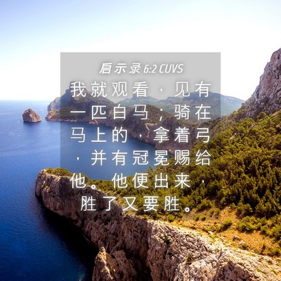 Picture 04 - 启 示 录 6:2 CUVS - 我 就 观 看 ， 见 有 一 匹 白 马 ； - Bible Verse Picture
