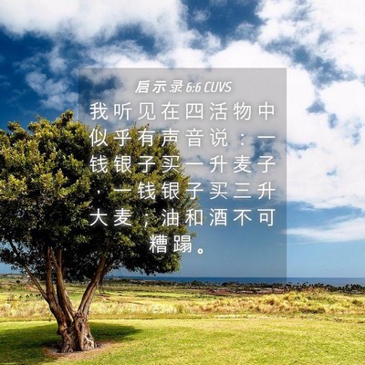 Picture 04 - 启 示 录 6:6 CUVS - 我 听 见 在 四 活 物 中 似 乎 有 声 - Bible Verse Picture