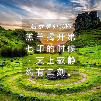 Picture 04 - 启 示 录 8:1 CUVS - 羔 羊 揭 开 第 七 印 的 时 候 ， 天 - Bible Verse Picture