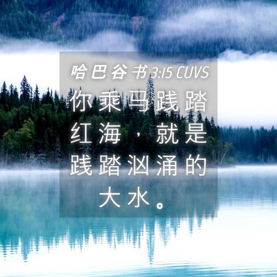 Picture 04 - 哈 巴 谷 书 3:15 CUVS - 你 乘 马 践 踏 红 海 ， 就 是 践 踏 - Bible Verse Picture