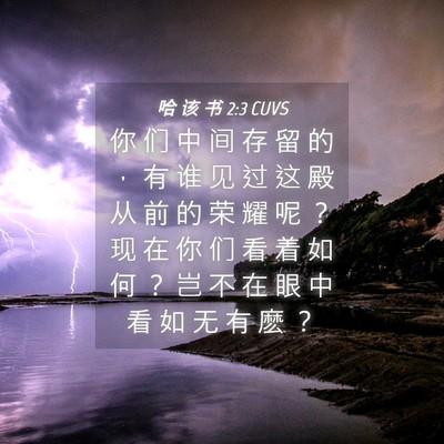 Picture 04 - 哈 该 书 2:3 CUVS - 你 们 中 间 存 留 的 ， 有 谁 见 过 - Bible Verse Picture