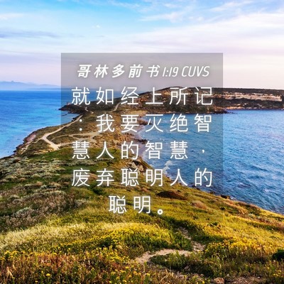 Picture 04 - 哥 林 多 前 书 1:19 CUVS - 就 如 经 上 所 记 ： 我 要 灭 绝 智 - Bible Verse Picture