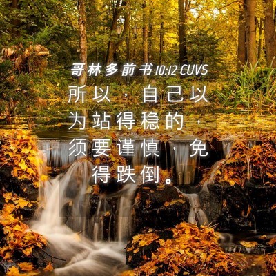 Picture 04 - 哥 林 多 前 书 10:12 CUVS - 所 以 ， 自 己 以 为 站 得 稳 的 ， - Bible Verse Picture