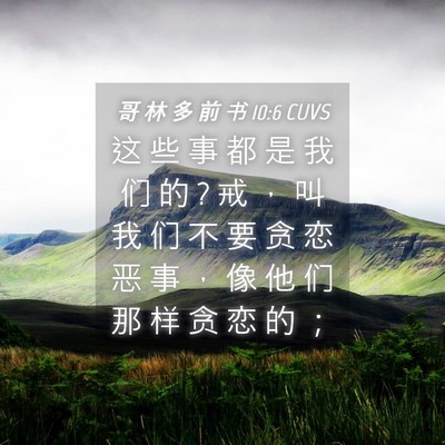 Picture 04 - 哥 林 多 前 书 10:6 CUVS - 这 些 事 都 是 我 们 的 ? 戒 ， 叫 我 - Bible Verse Picture