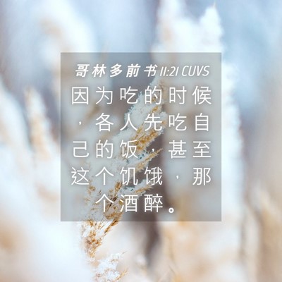 Picture 04 - 哥 林 多 前 书 11:21 CUVS - 因 为 吃 的 时 候 ， 各 人 先 吃 自 - Bible Verse Picture