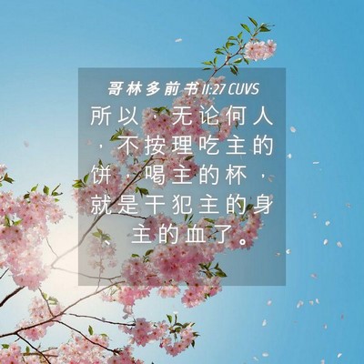 Picture 04 - 哥 林 多 前 书 11:27 CUVS - 所 以 ， 无 论 何 人 ， 不 按 理 吃 - Bible Verse Picture