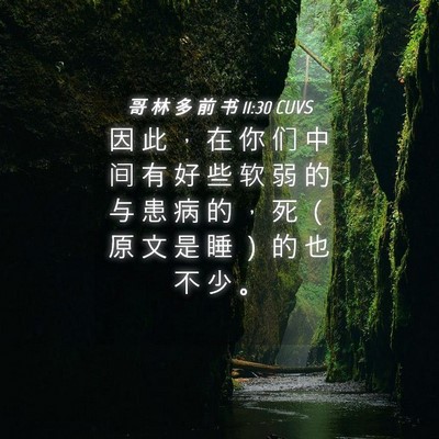 Picture 04 - 哥 林 多 前 书 11:30 CUVS - 因 此 ， 在 你 们 中 间 有 好 些 软 - Bible Verse Picture
