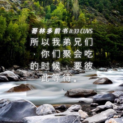Picture 04 - 哥 林 多 前 书 11:33 CUVS - 所 以 我 弟 兄 们 ， 你 们 聚 会 吃 - Bible Verse Picture
